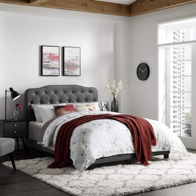 Leather Upholstered King Platform Bed